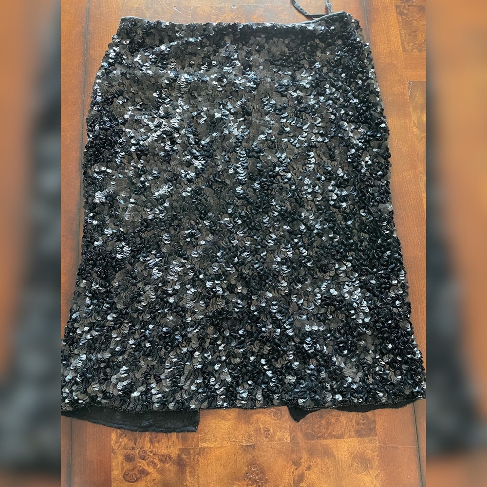 Emma Black Heavy Sequin Knee Skirt Vintage